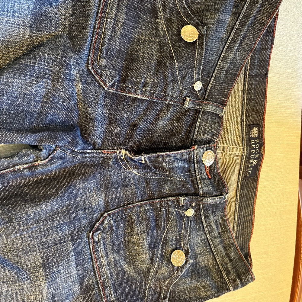 Vintage Rock & republic 28 dark wash flair jeans; made in USA